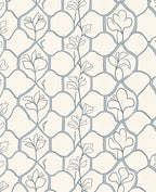 Cream Blue Garden Vine Arabesque Rug