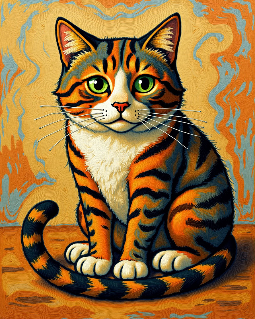 Orange Tabby Cat Swirls Background Rug