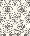 Dark Gray Traditional Damask Scroll Rug