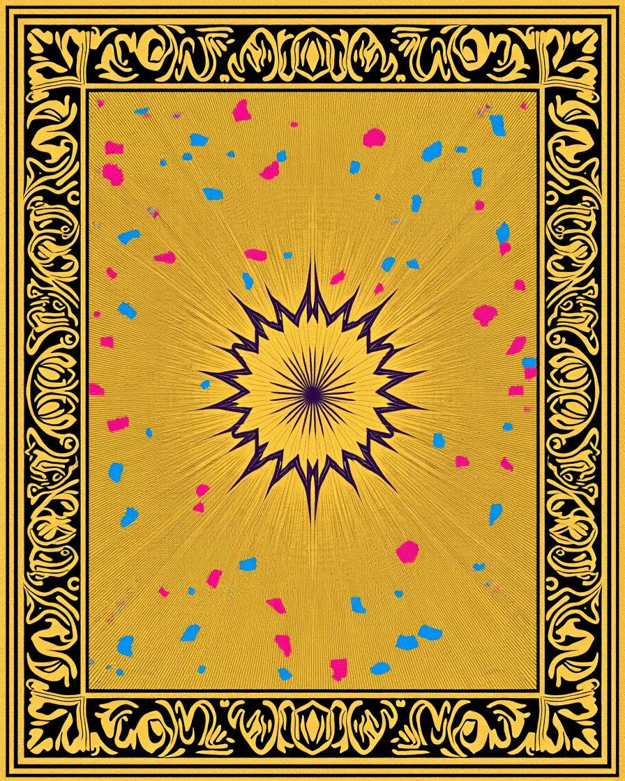 Golden Exploding Star Confetti Rug