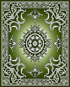 Ornate Emerald Vine Medallion Rug