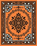 Orange Black White Quatrefoil Rug