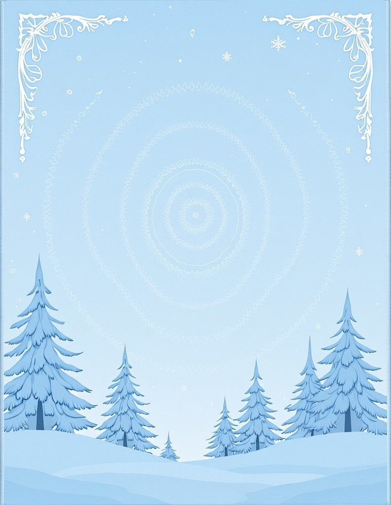 Light Blue Winter Forest Snowscape Rug