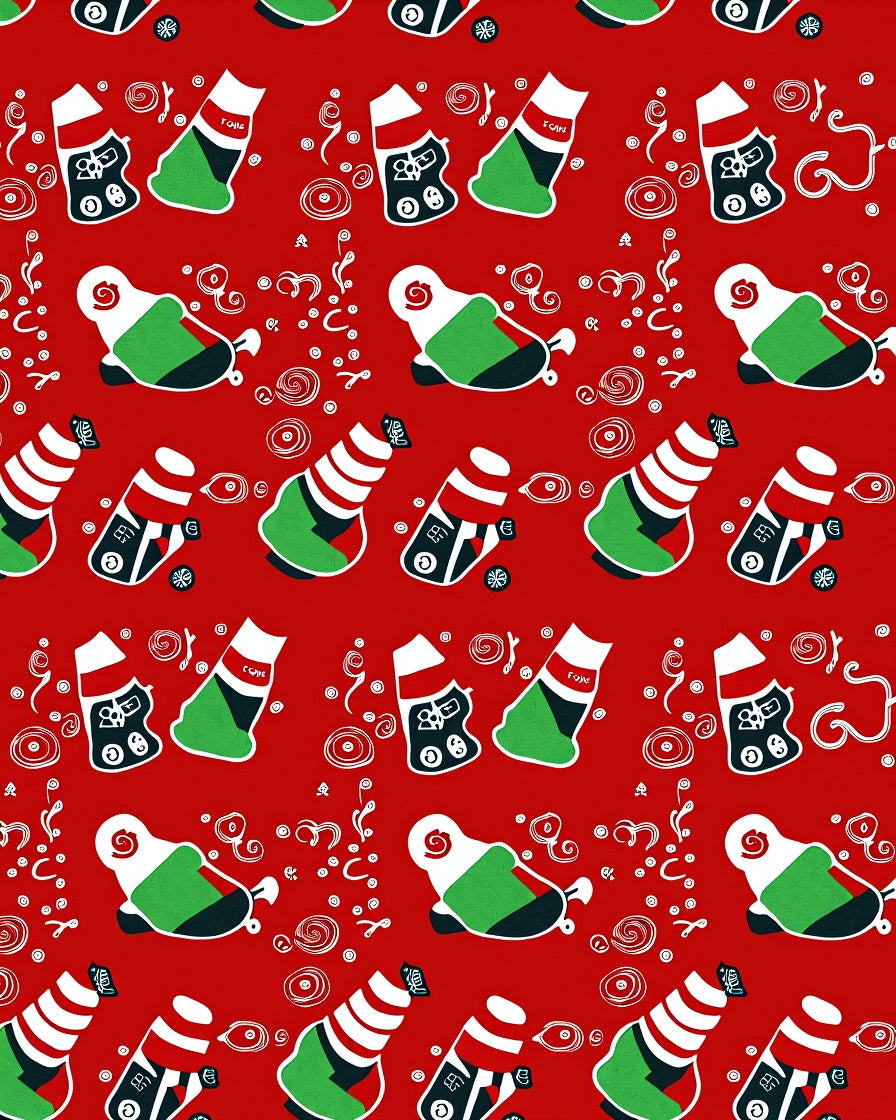 Crimson Red Festive Christmas Stocking Rug