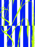 Electric Blue White Stripe Grass Swirls Rug