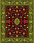 Red Yellow Floral Scroll Lattice Rug