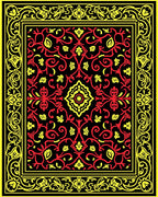 Red Yellow Floral Scroll Lattice Rug
