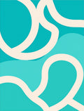 Turquoise Cream Abstract Flowing Lines Rug