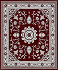 Crimson White Detailed Floral Medallion Rug