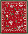 Festive Red Snowflake Holly Christmas Rug
