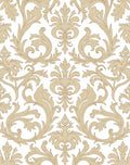 Elegant Beige Floral Scrollwork Rug