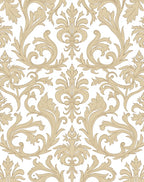 Elegant Beige Floral Scrollwork Rug