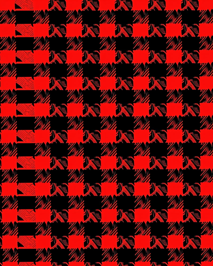 Crimson Black Textured Buffalo Check Rug