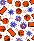 Orange Basketball Stars Blue Burst Rug