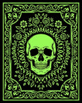 Glow In Dark Skull Floral Border Rug