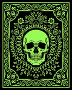 Glow In Dark Skull Floral Border Rug