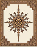 Ornate Sunburst Medallion Gold Border Rug