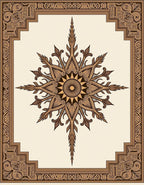 Ornate Sunburst Medallion Gold Border Rug