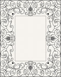 Elegant Black Outline Floral Scroll Frame Rug