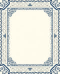 Classic Navy Ivory Scroll Border Rug