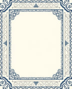 Classic Navy Ivory Scroll Border Rug