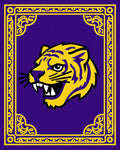 Purple and Yellow Tiger Portrait Border Rug