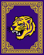 Purple and Yellow Tiger Portrait Border Rug