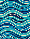Dynamic Ocean Blue Wavy Stripes Rug