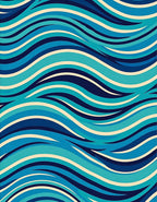 Dynamic Ocean Blue Wavy Stripes Rug