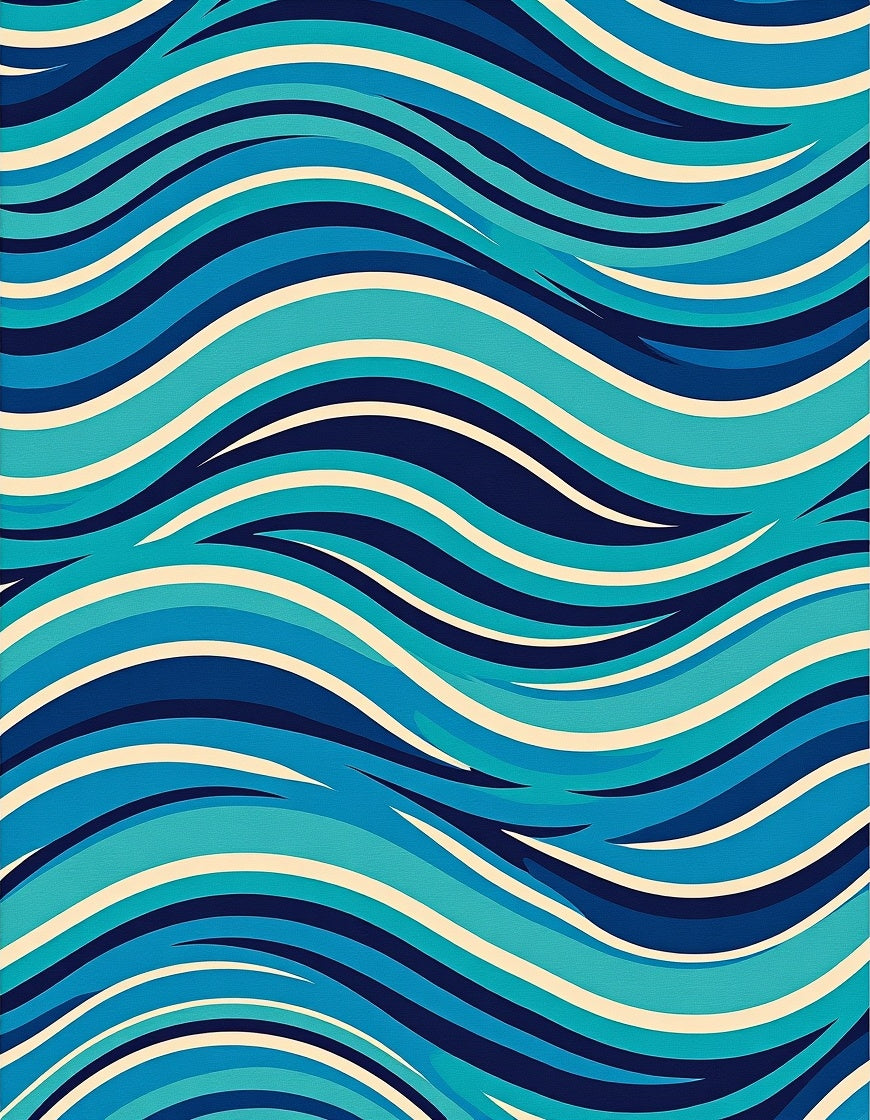 Dynamic Ocean Blue Wavy Stripes Rug