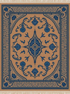 Terracotta Blue Floral Medallion Rug