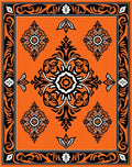 Vibrant Orange Medallion Scrollwork Rug