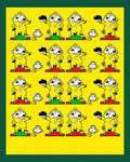 Whimsical Yellow Cartoon Character Repeating Print Rug