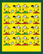 Whimsical Yellow Cartoon Character Repeating Print Rug