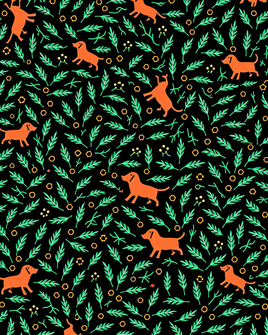 Orange Dachshunds Amidst Green Foliage Rug
