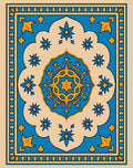 Bold Blue Yellow Floral Medallion Rug