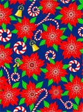 Red Poinsettia Candy Cane Bell Collage Rug