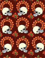 Cream Football Helmets Orange Wreath Red Flowers Rug