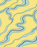 Sunny Yellow Aqua Wavy Rivers Rug