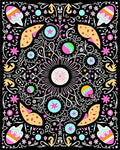 Whimsical Black Floral Colorful Medallion Rug