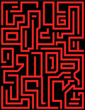 Crimson Labyrinth Lines Rug