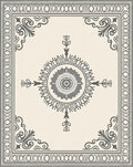 Cream Gray Mandala Frame Rug