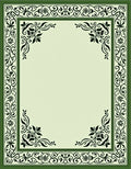 Green Floral Vine Border Garden Rug
