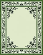 Green Floral Vine Border Garden Rug