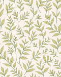 Pale Green Leafy Vine Repeating Rug