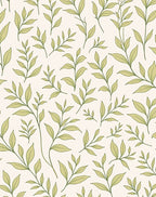 Pale Green Leafy Vine Repeating Rug