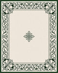 Elegant Ivory Dark Green Scroll Frame Rug