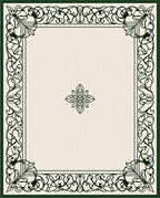 Elegant Ivory Dark Green Scroll Frame Rug