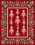 Festive Red Nutcracker Soldiers Border Rug
