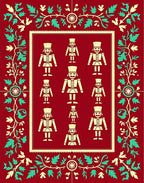 Festive Red Nutcracker Soldiers Border Rug
